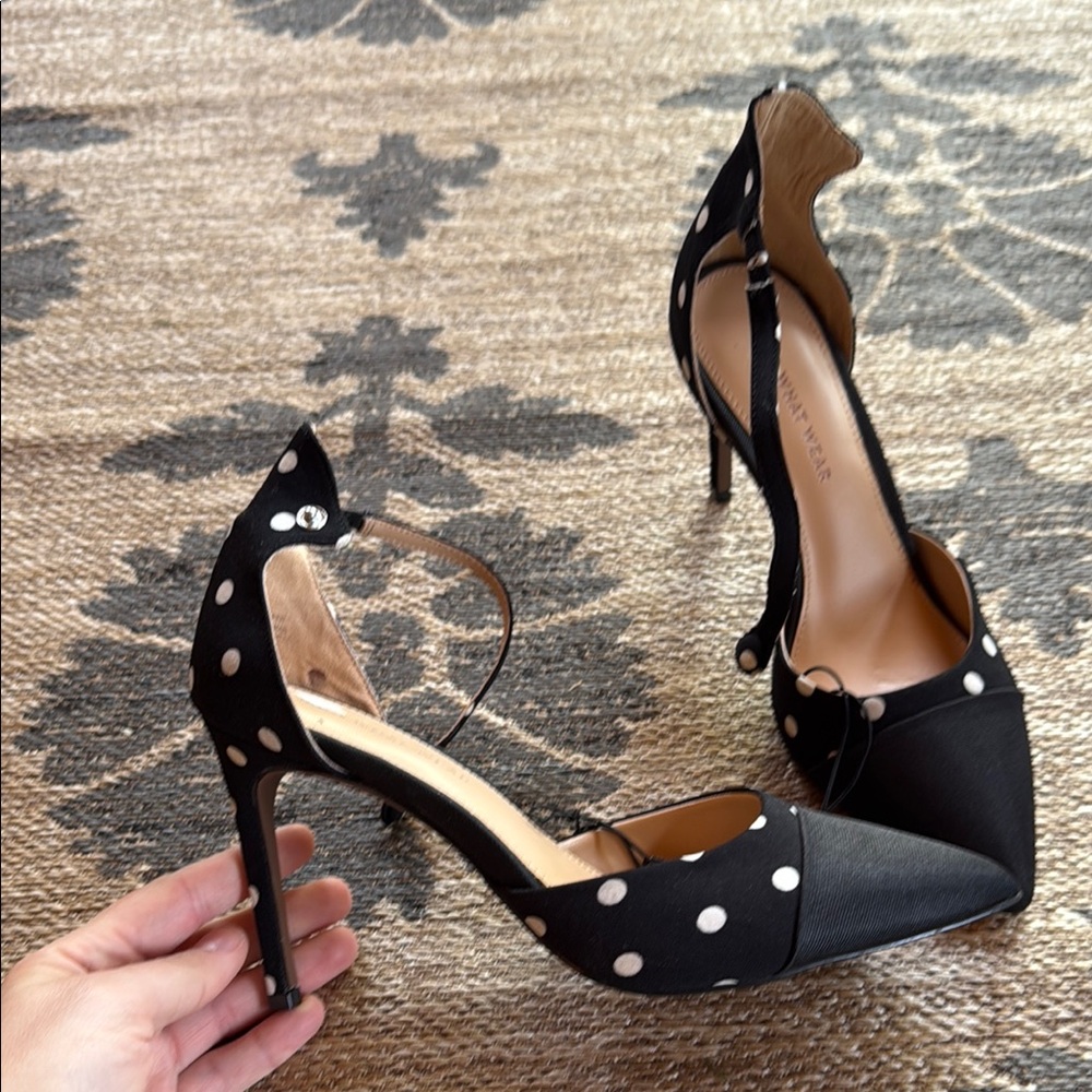 Who What Wear Black and White Polka Dot Stiletto Heels